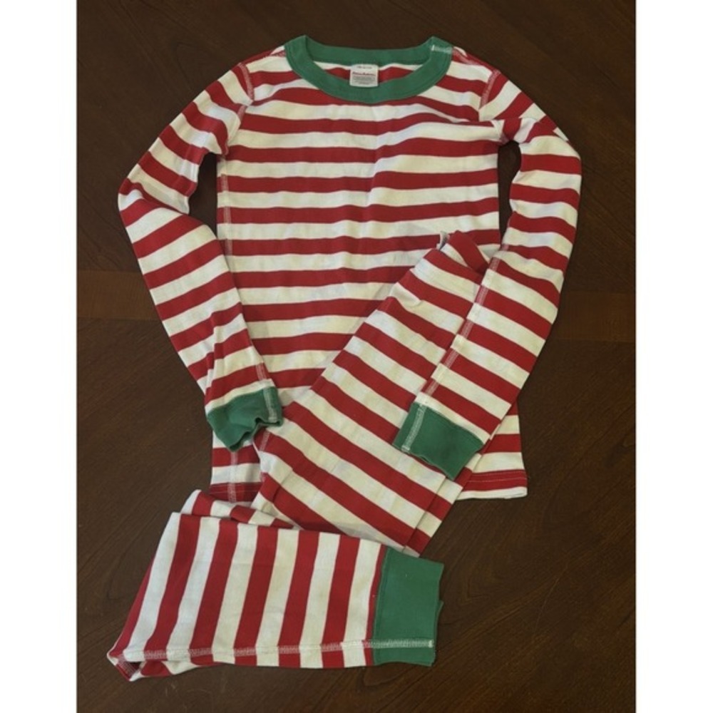 Hanna Andersson Pajama Set‎ 130 cm (US 8) Top/Bottom Green/White/Red